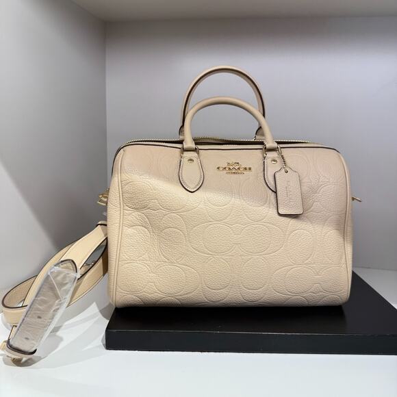 Coach Rowan Large Satchel Bag In Signature Leather CCD53, pebbled leather/Im/Oat - Picture 1 of 16